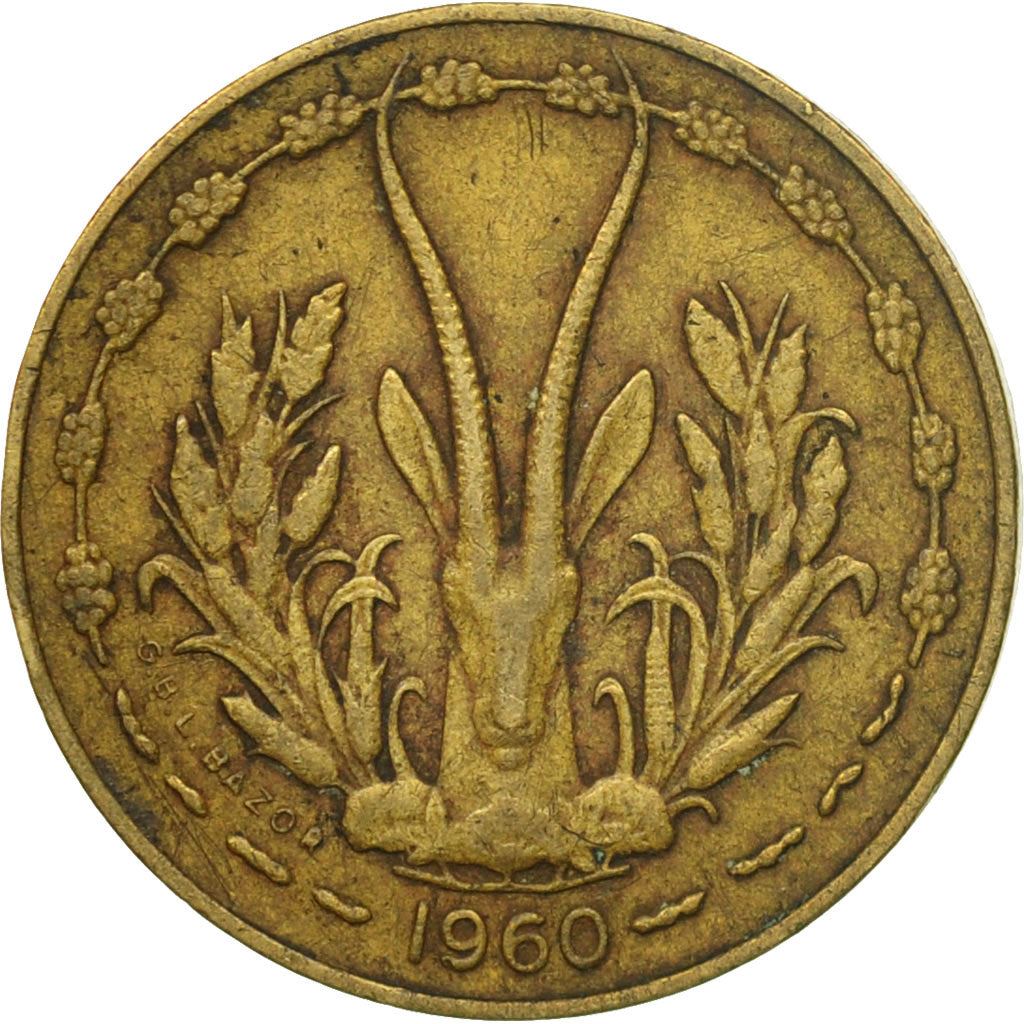 Western African States | 5 Francs Cfa Coin | Emblem of Central Bank | Gazelle | Km:2 | 1960