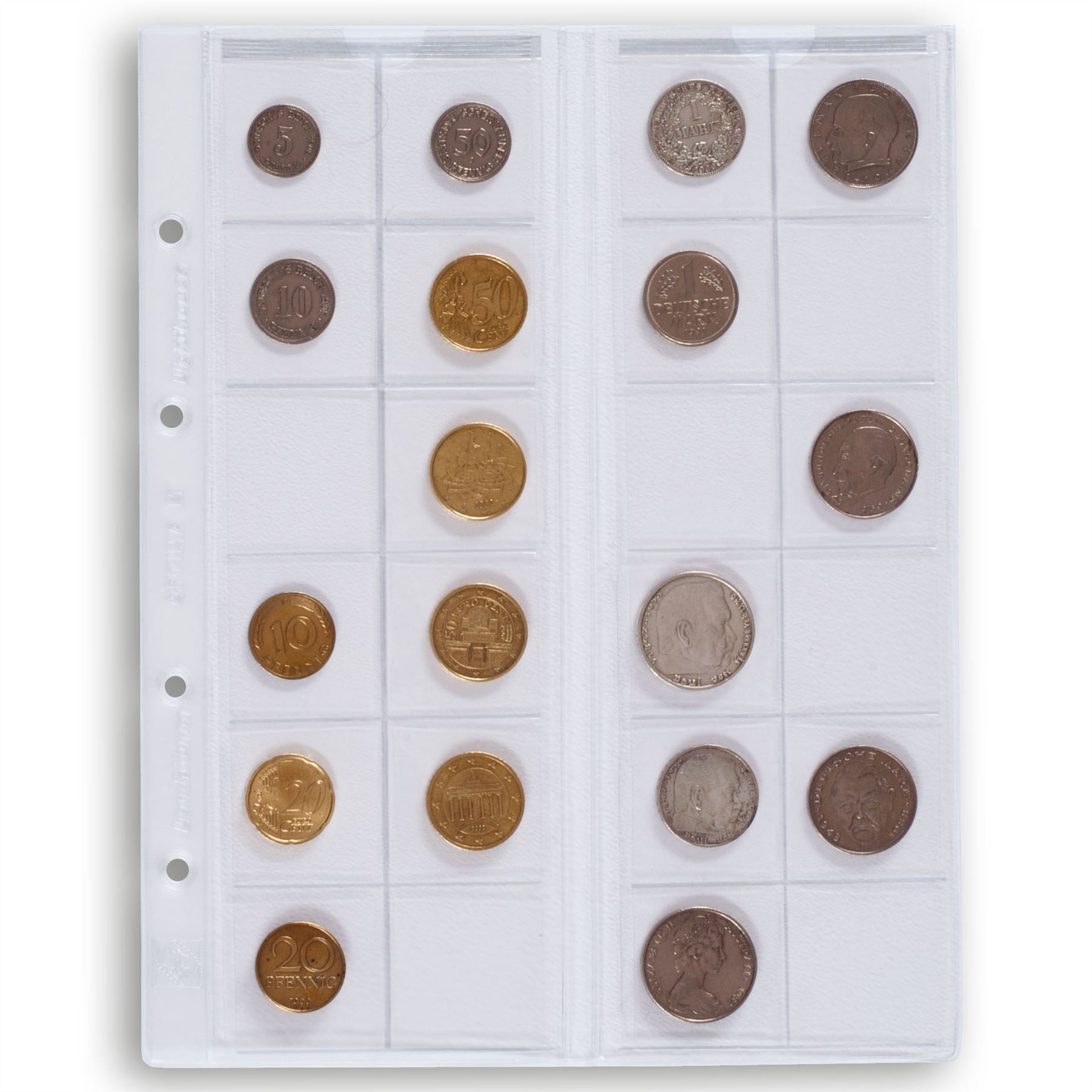 OPTIMA Coin Sheets for Ring Binders | Packs of 5 | Different Pocket Configurations