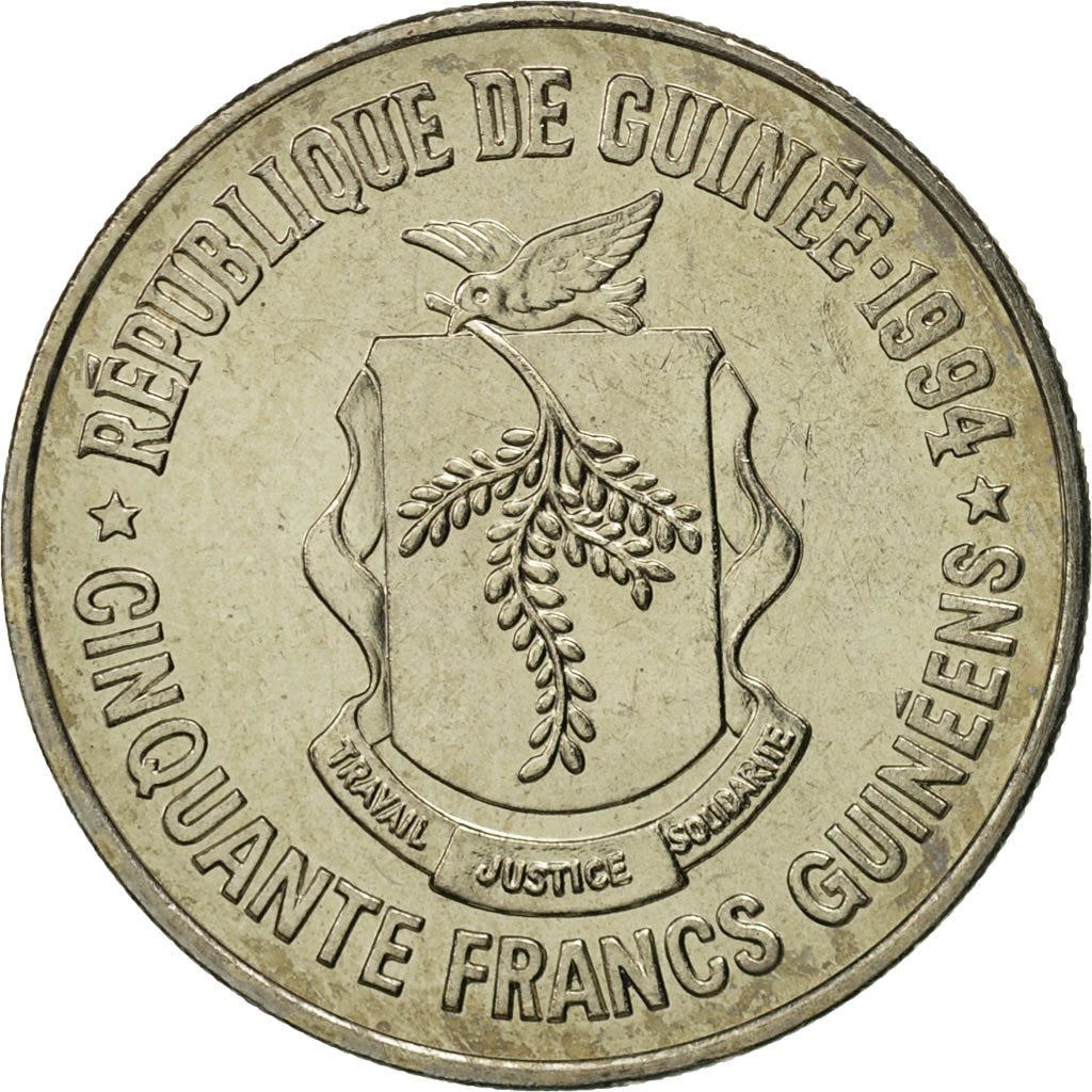 Guinea | 50 Francs Guineens Coin | Nimba mask | Km:63 | 1994