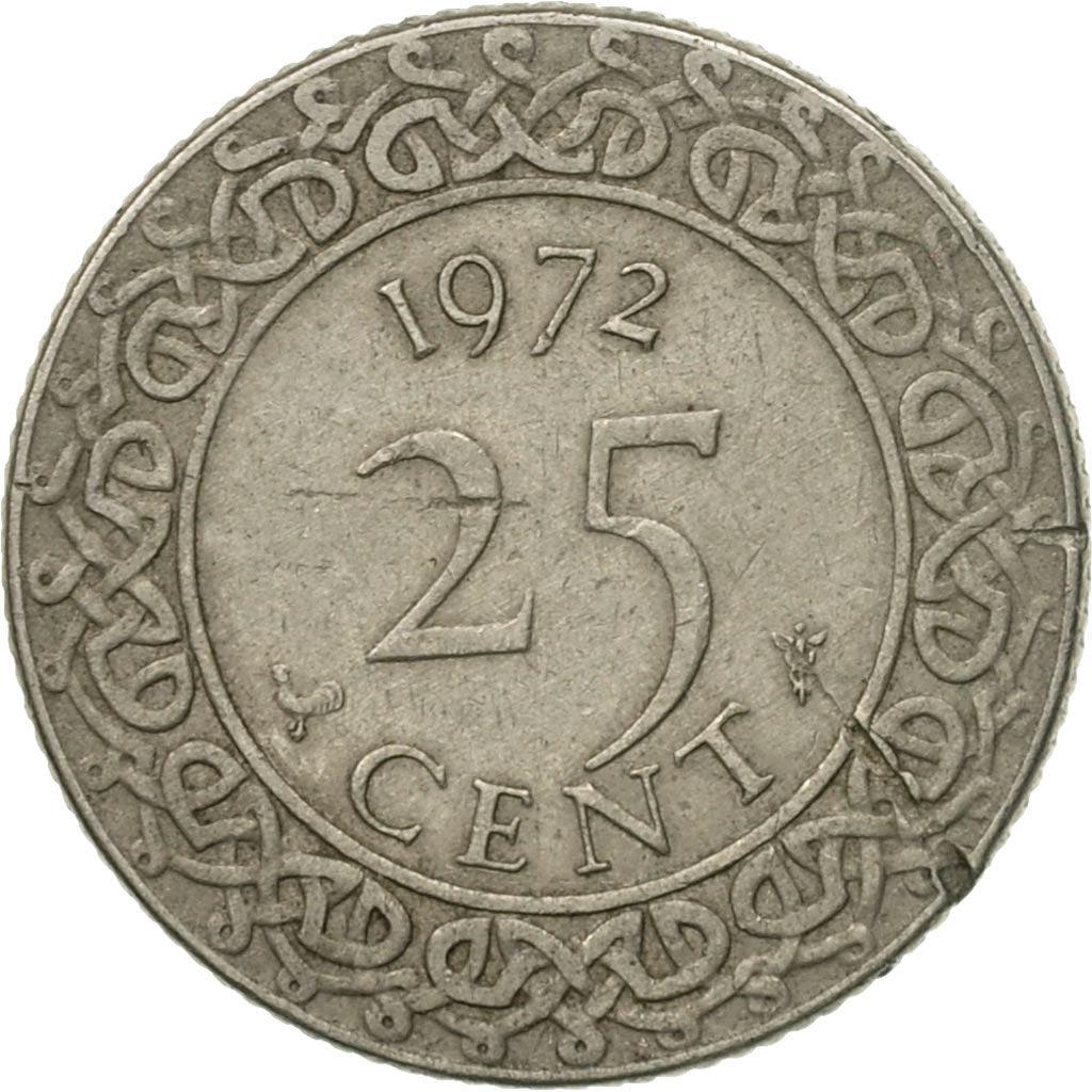 Suriname | 25 Cents Coin | Natives | Wreath | Km:14 | 1962 - 1986