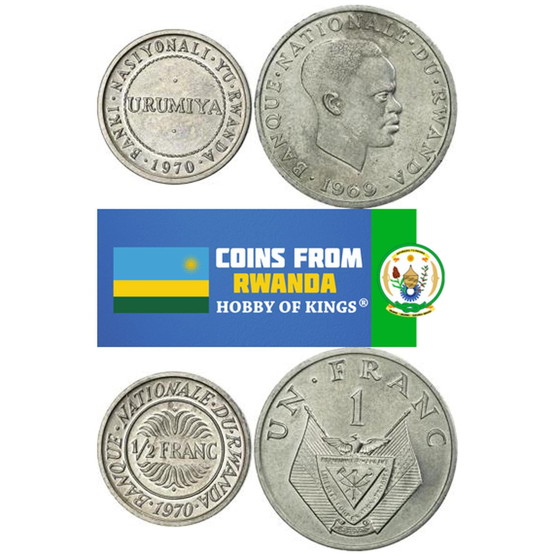 Rwanda | 2 Coin Set | 1/2 1 Franc | 1969 - 1970