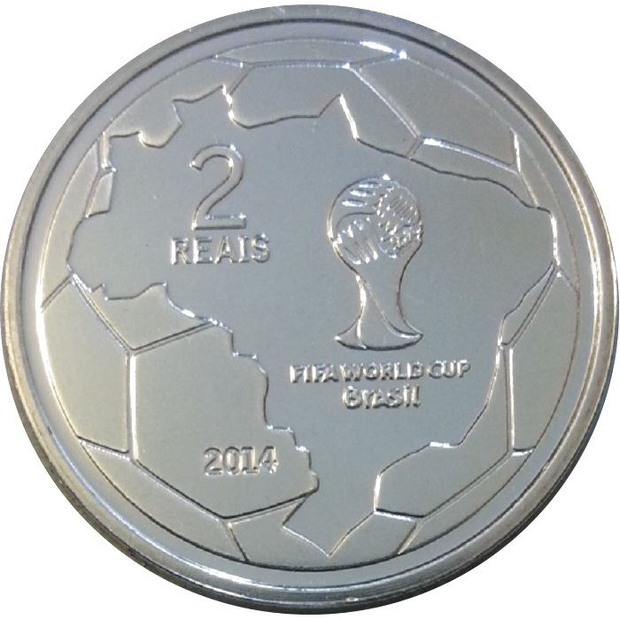 Brazil 2 Reais Coin | FIFA World Cup | 2014 - Heading the Ball | KM693 | 2014