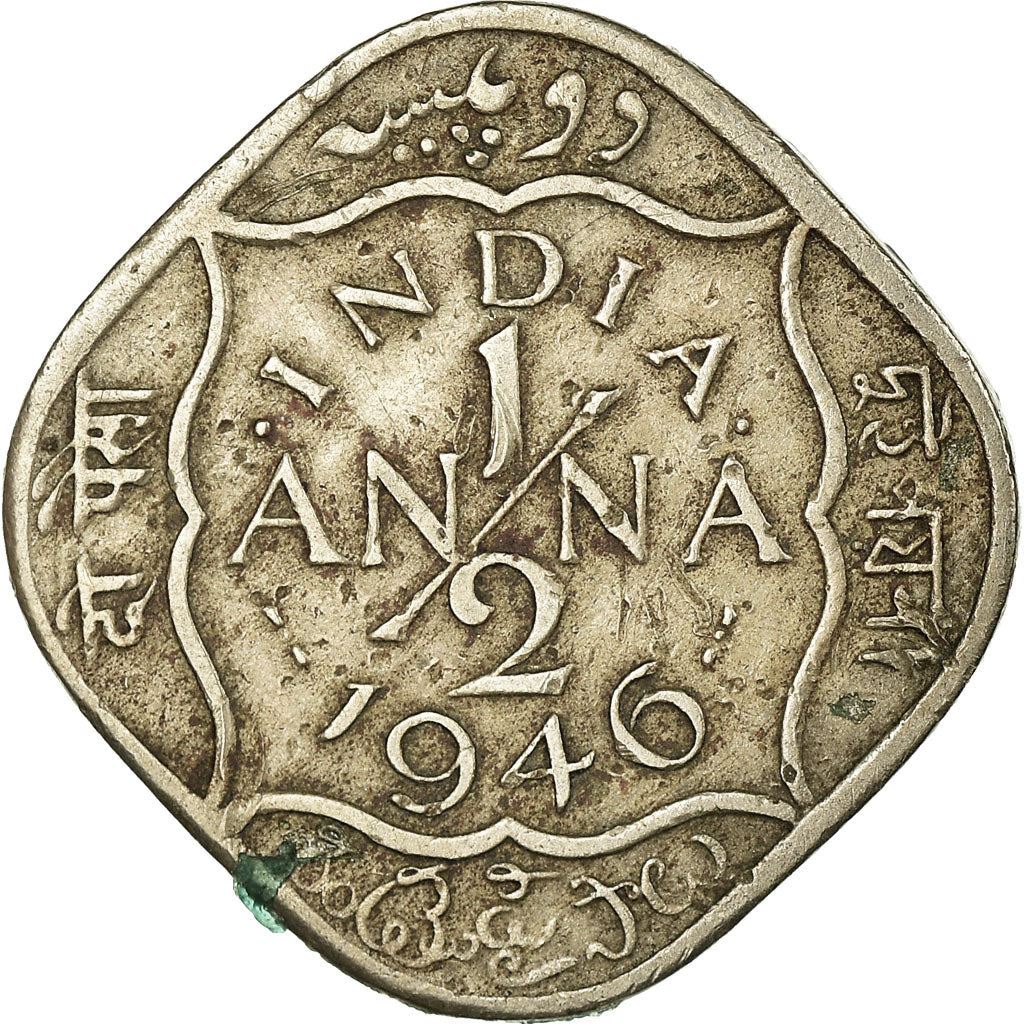 India - British | 1/2 Anna Coin | King George VI | Km:535 | 1946 - 1947