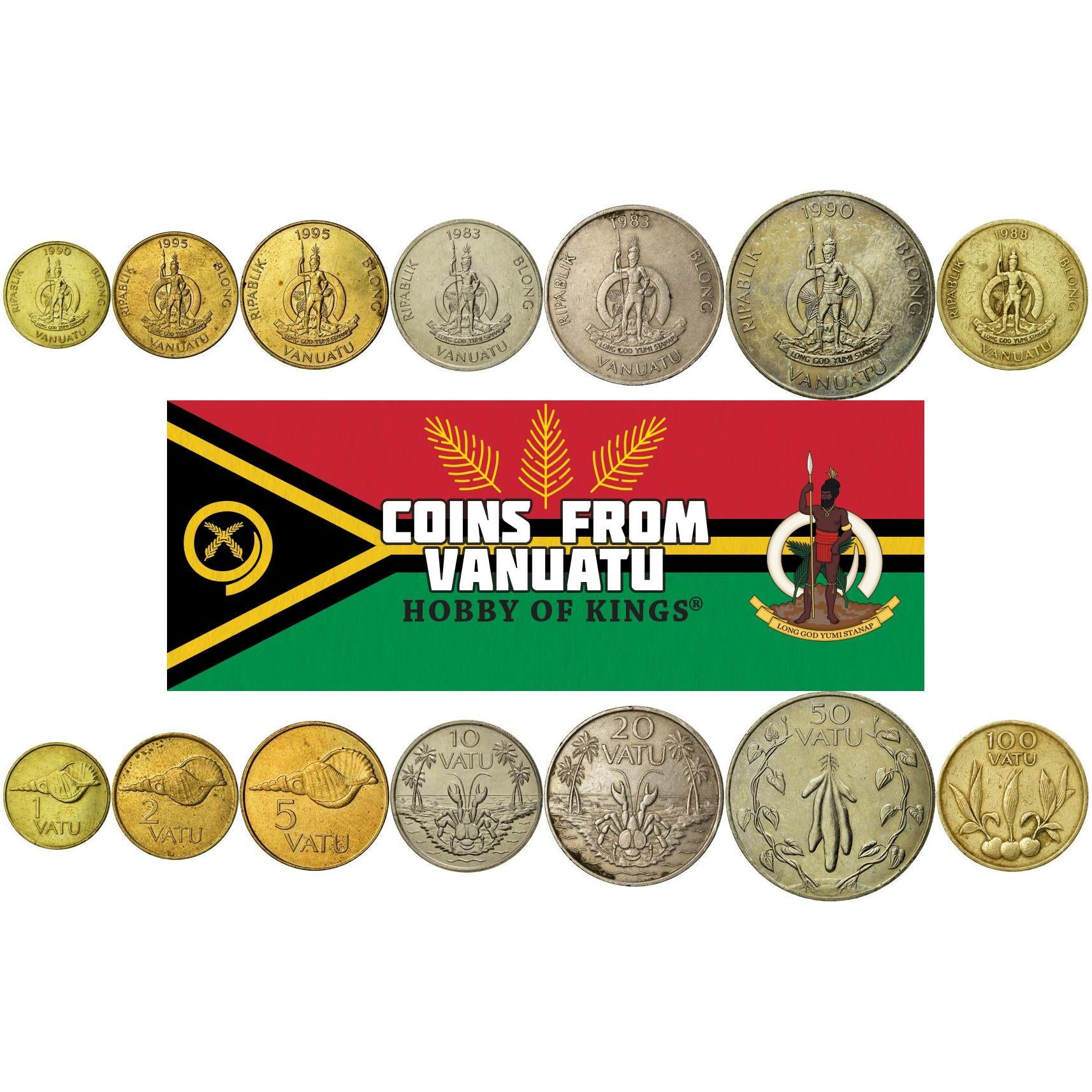 Vanuatu | 7 Coin Set | 1 2 5 10 20 50 100 Vatu | 1983 - 2010