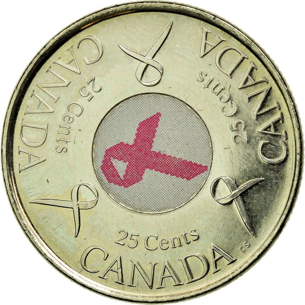 Canada | 25 Cents Coin | Cancer Awareness | Nickel plated steel | KM:635 | 2006