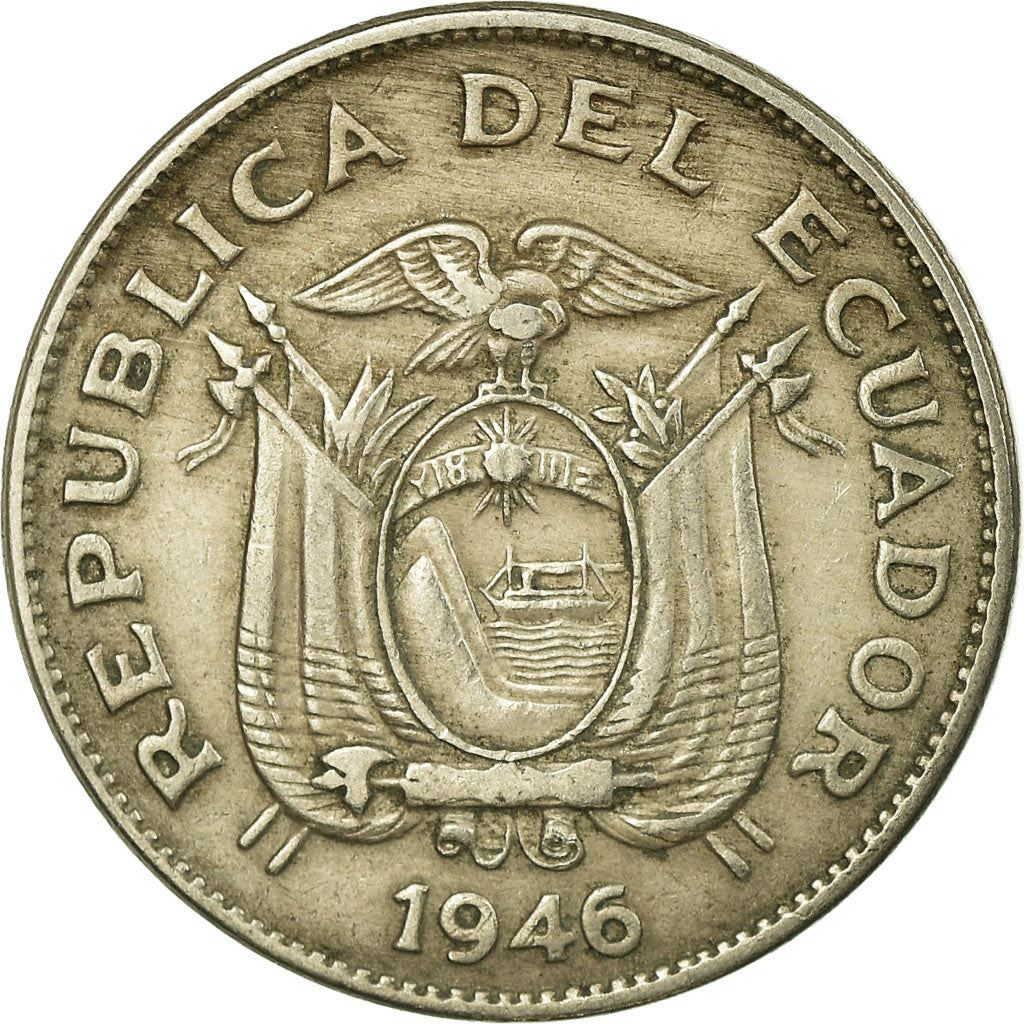 Ecuador | 20 centavos-mønt | Kobbernikkel | Krans | KM:77.1b | 1946