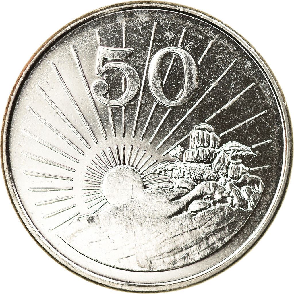 Zimbabwe | 50 Cents Coin | Radiant sun rising | Km:5A | 2001 - 2003