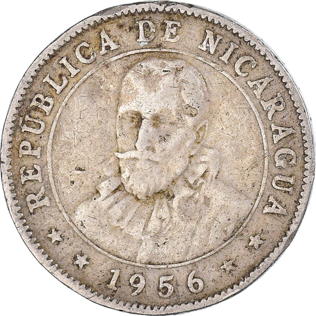 Nicaragua | 10 Centavos Coin | Explorer | Sun | Volcanos | Km:17.1 | 1939 - 1956
