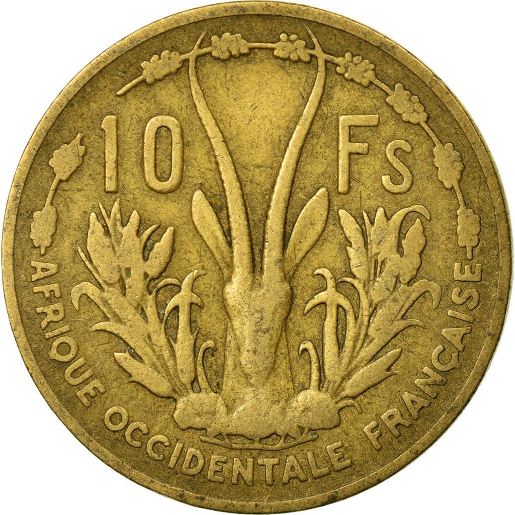 French West Africa | 10 Francs Coin | Marianne | Gazelle | Maize | Km:6 | 1956