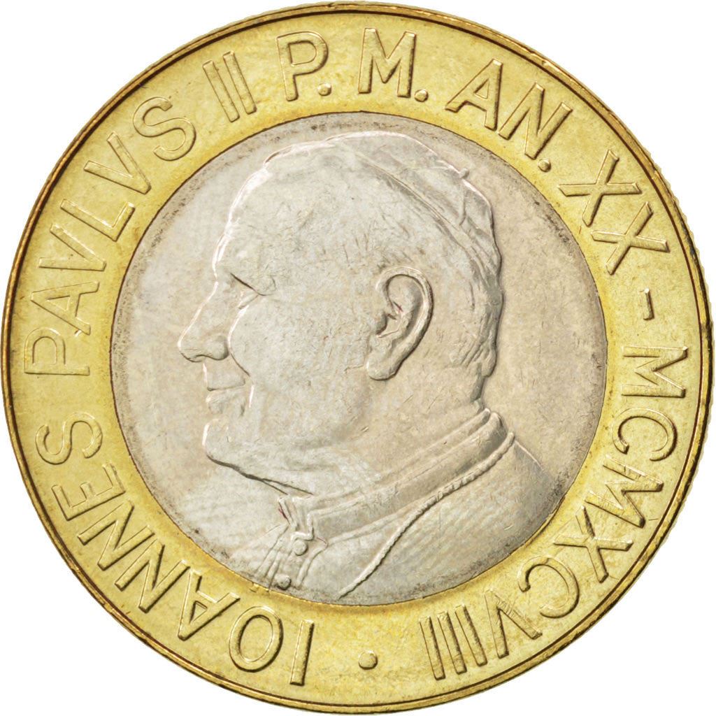 Vatican City | 1000 Lire Coin | John Paul II | Km:299 | 1998