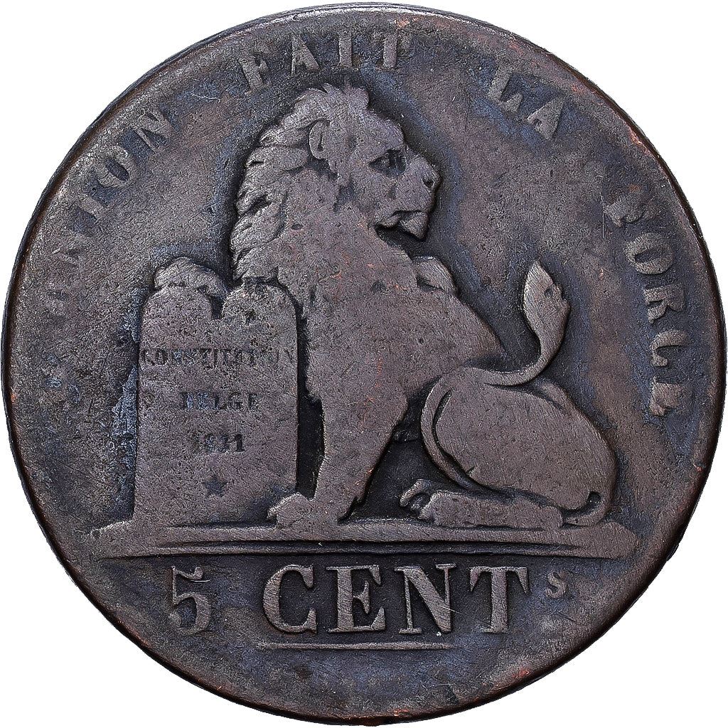 Belgium | 5 Centimes Coin | Cat or feline | Léopold I | Copper | KM:5.1 | 1833-1860