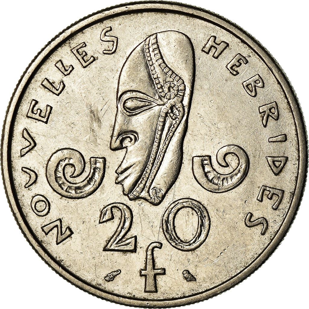 New Hebrides | 20 Francs Coin | Marianne | Native Mask | Snails | Km:3.1 | 1967 - 1970