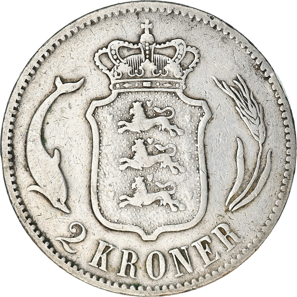 Denmark | 2 Kroner Coin | Christian IX | Km:798 | 1875 - 1899