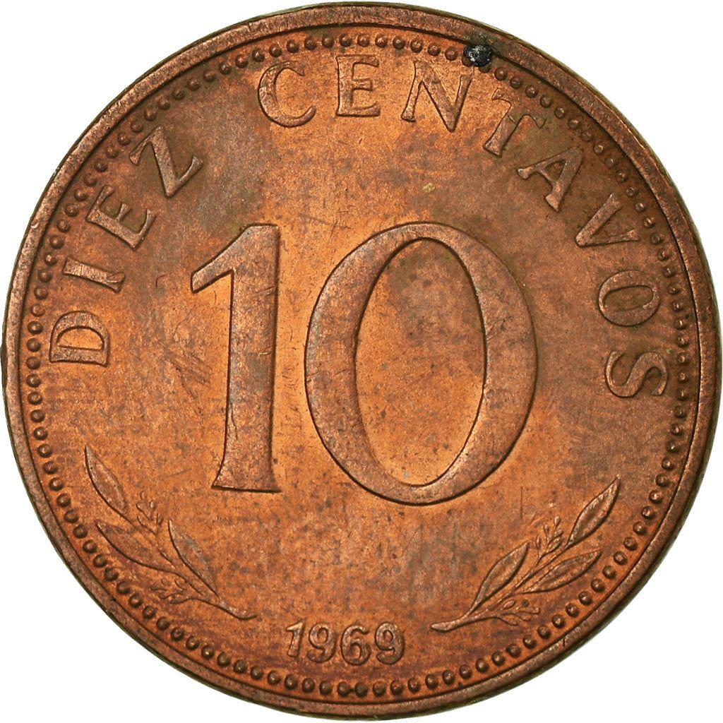 Bolivia | 10 Centavos | Copper clad steel | Coat of Arms | KM:188 | 1965-1973