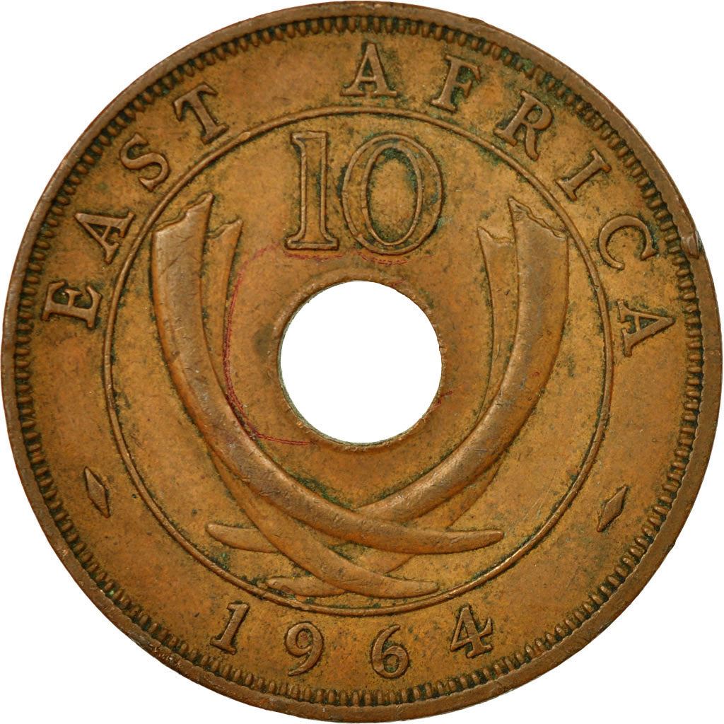 East Africa | 10 Cents Coin | Tusks | Fleurs | Km:40 | 1964