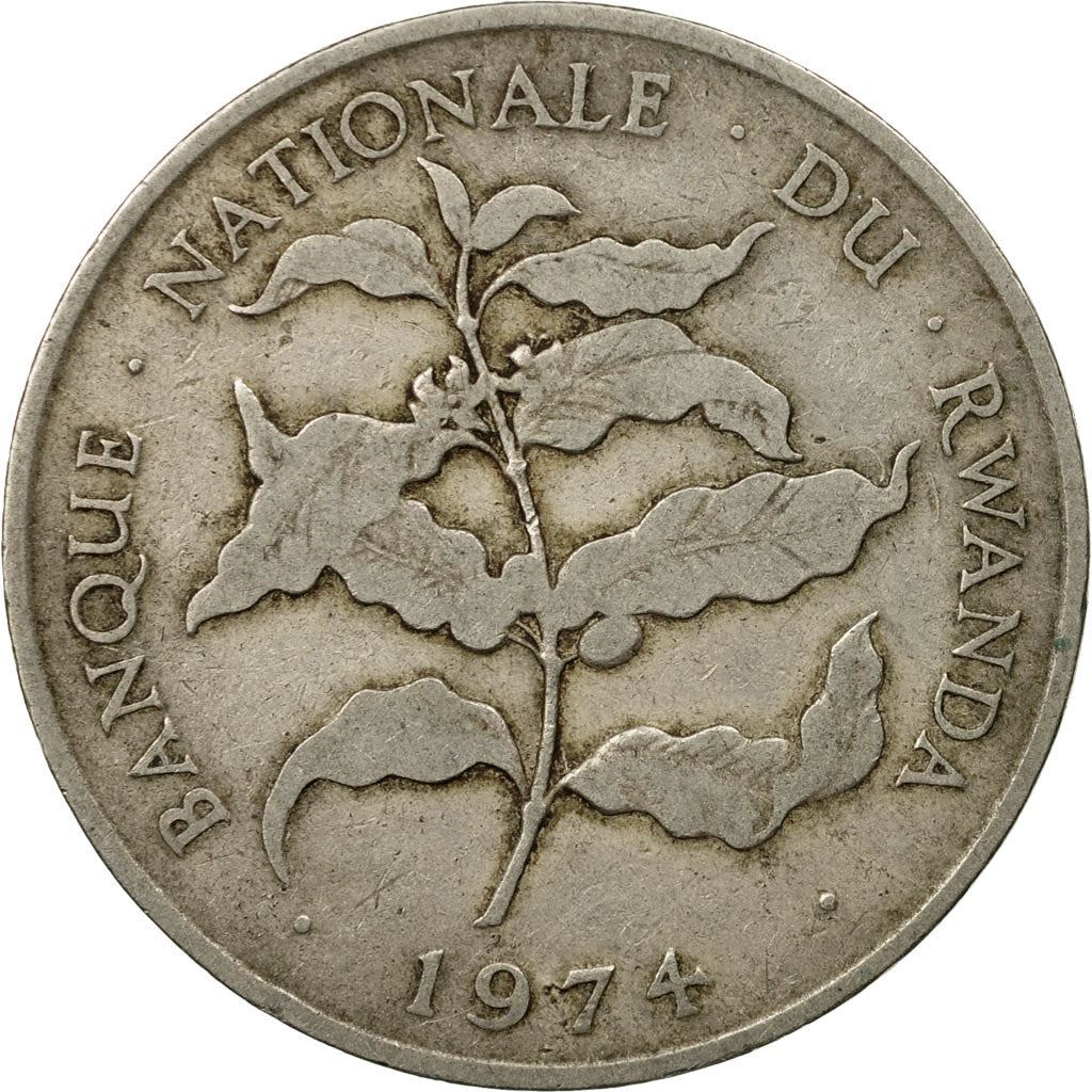 Rwanda | 10 Francs Coin | Coffee Plant | Km:14.1 | 1974