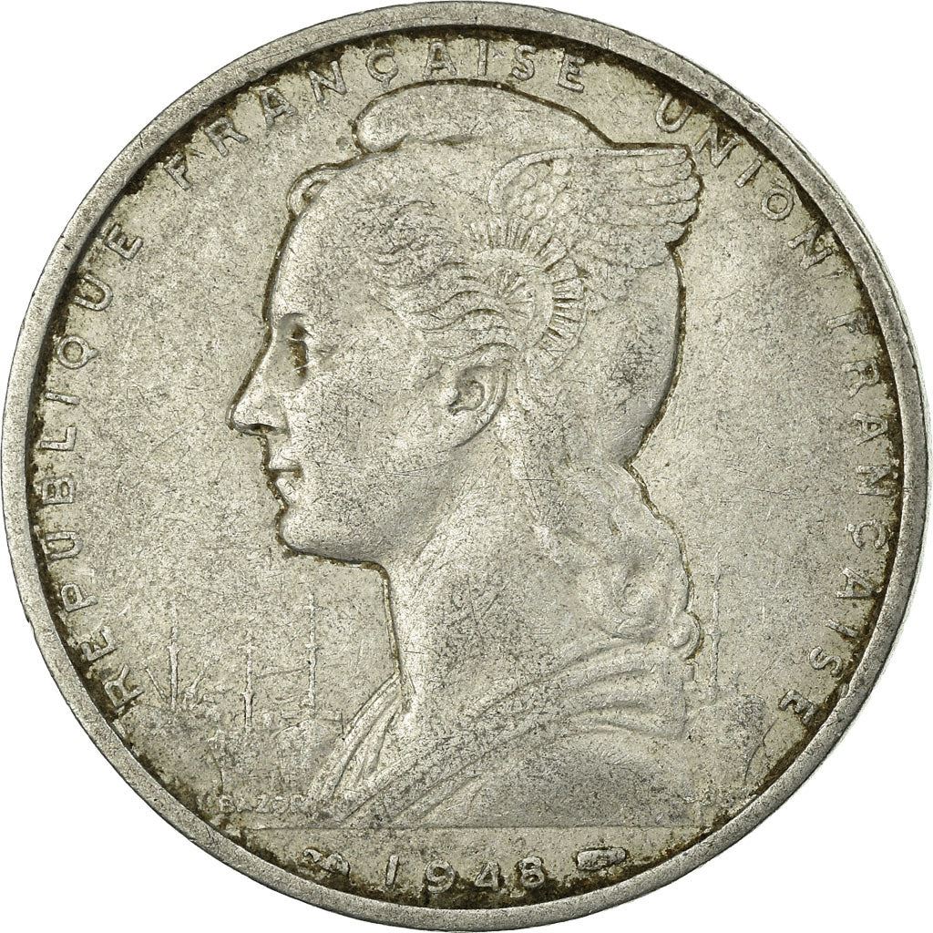 French Somaliland | 5 Francs Coin | Marianne | Waterbuck | Km:6 | 1948