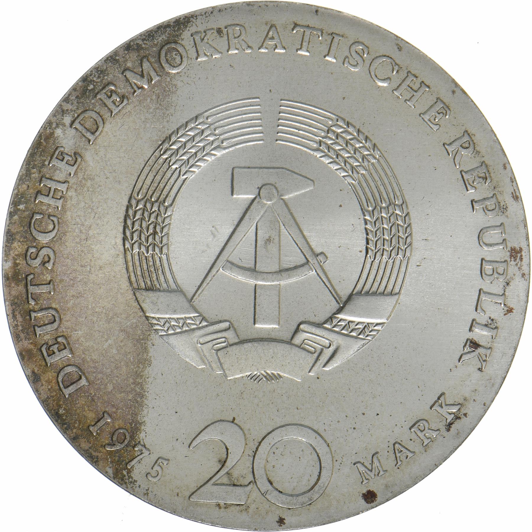 German Democratic Republic | 20 Mark Coin | J. S. Bach | KM:59 | 1975