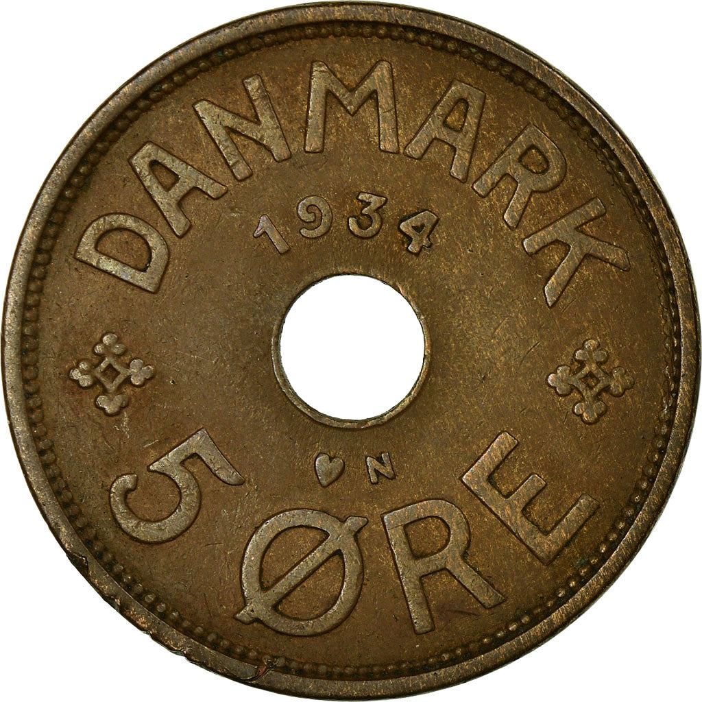 Denmark | 5 Ore Coin | Monogram | Km:828 | 1927 - 1940