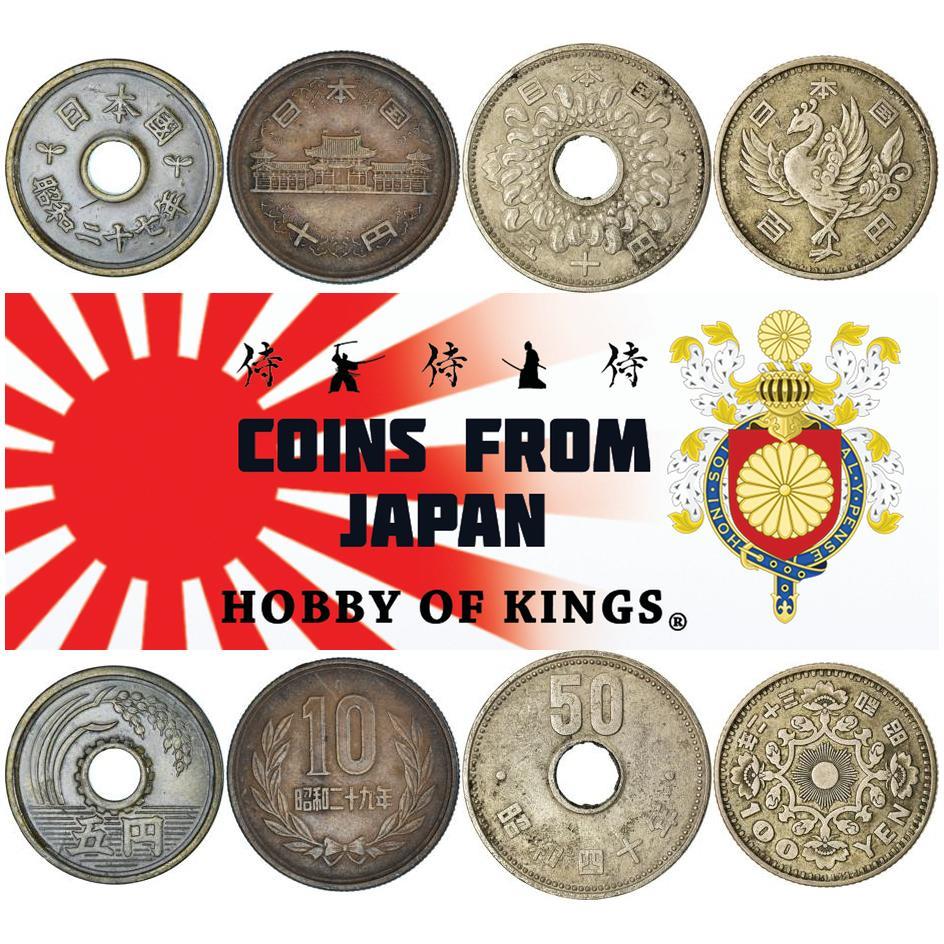 Japan | 4 Coin Set | 5 10 50 100 Yen | 1949 - 1966