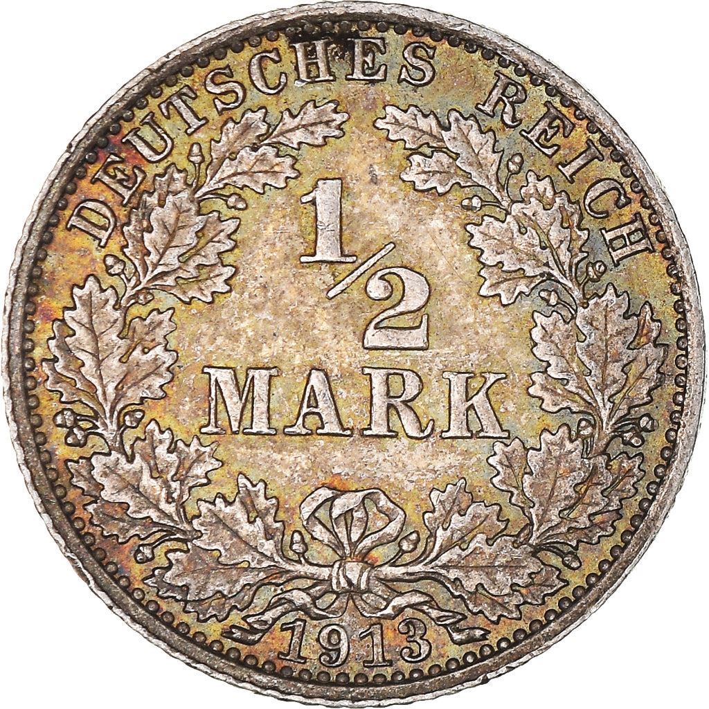 German Empire 1/2 Mark Coin | Deutsches Reich | Wilhelm II | Type 2 | KM17 | 1905 - 1919