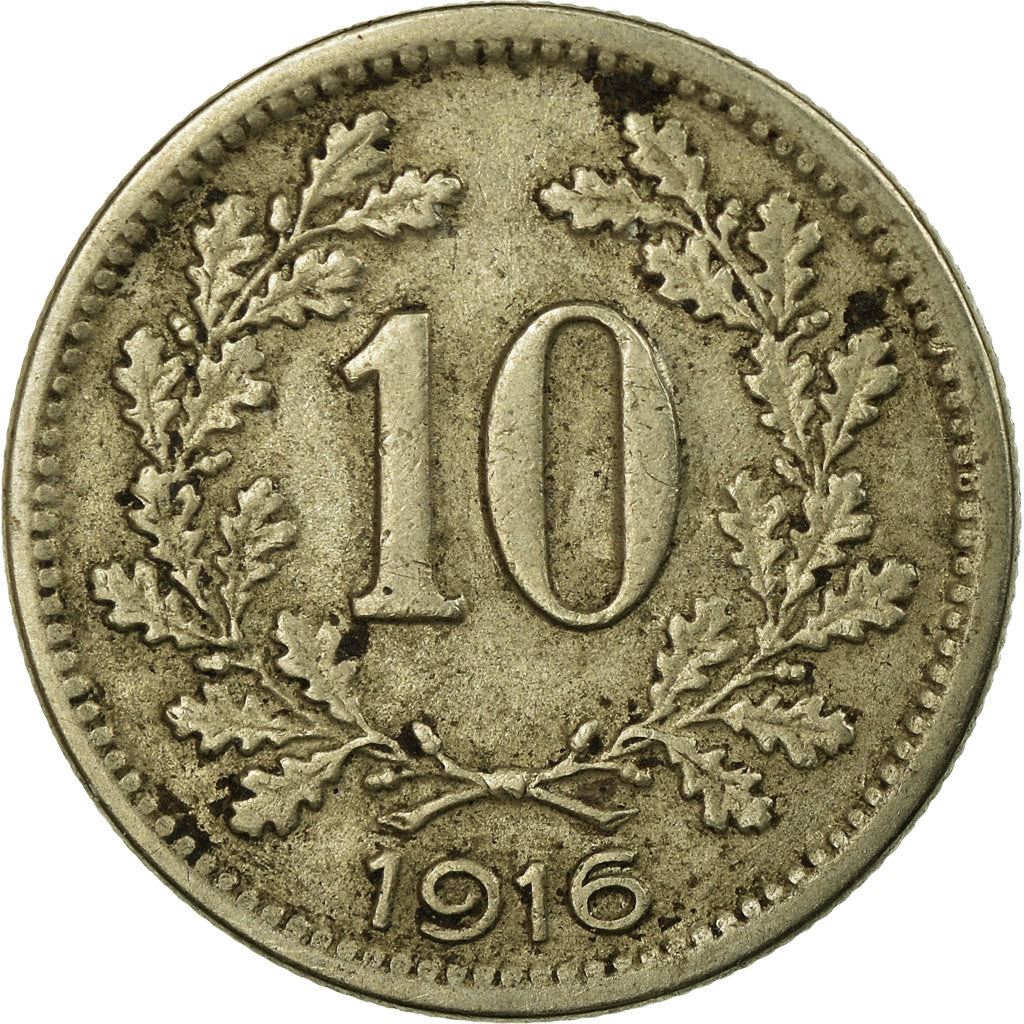 Austrian Empire | 10 Hellers Coin | Austrian Escutcheon | Km:2825 | 1916