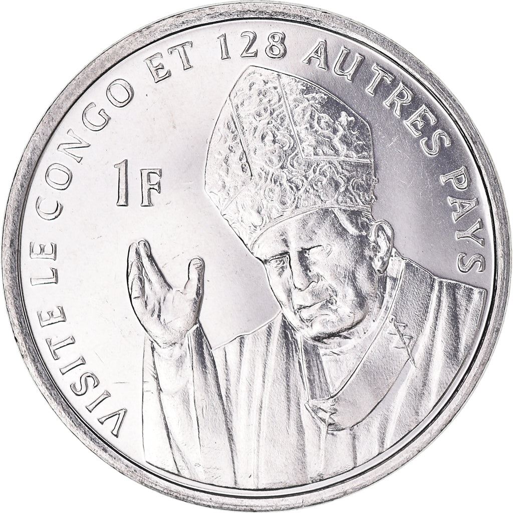 Democratic Republic of the Congo | 1 Franc Coin | Pope John Paul II | Km:159 | 2004