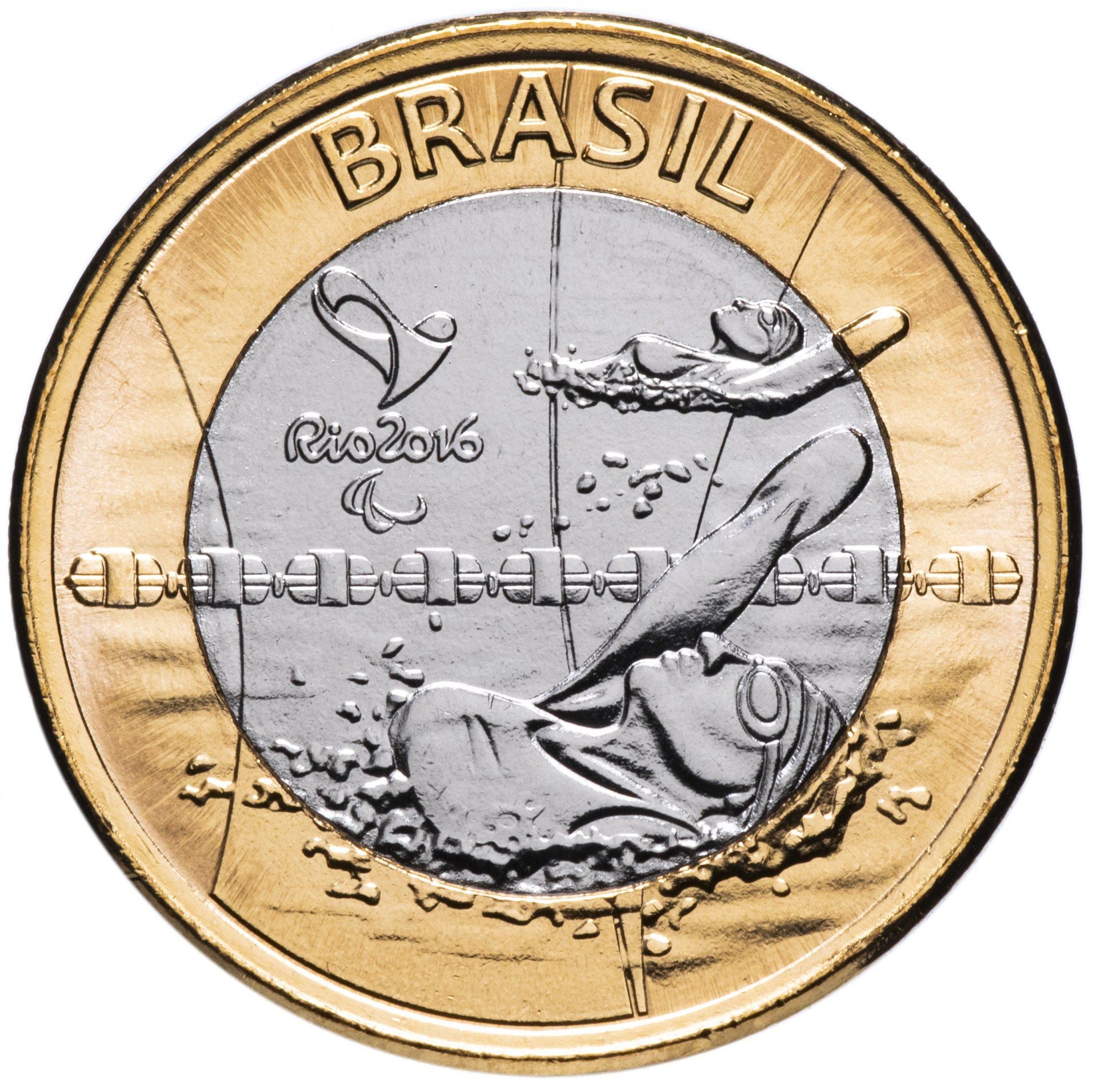 Brazil | 1 Real Coin | Paralympic Swimming | KM:725 | 2016
