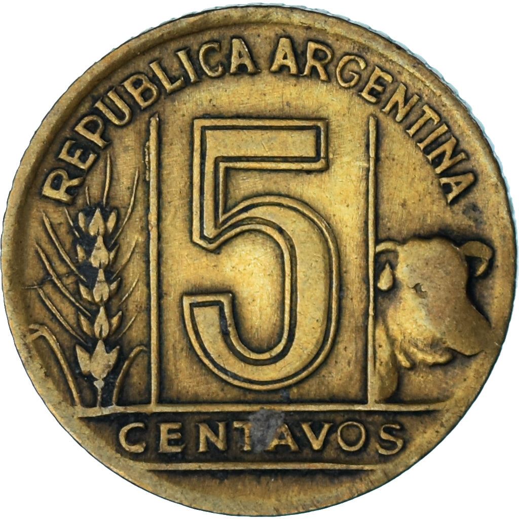 Argentina | 5 Centavos Coin | Aluminium Bronze | Phrygian Cap | Km:40 | 1942 - 1950