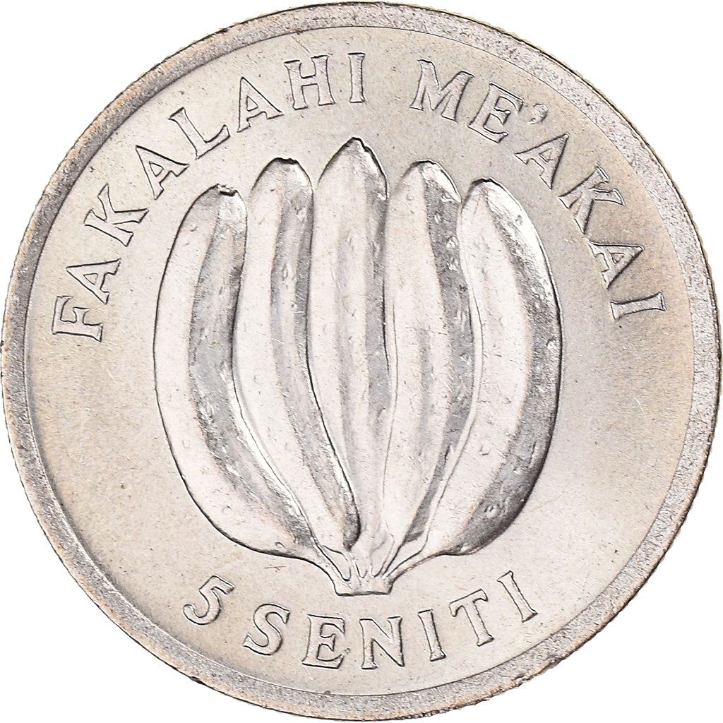 Tonga | Moneta da 5 Seniti | Gallo | Pollo | Banana | FAO | Km:44 | 1975 - 1979
