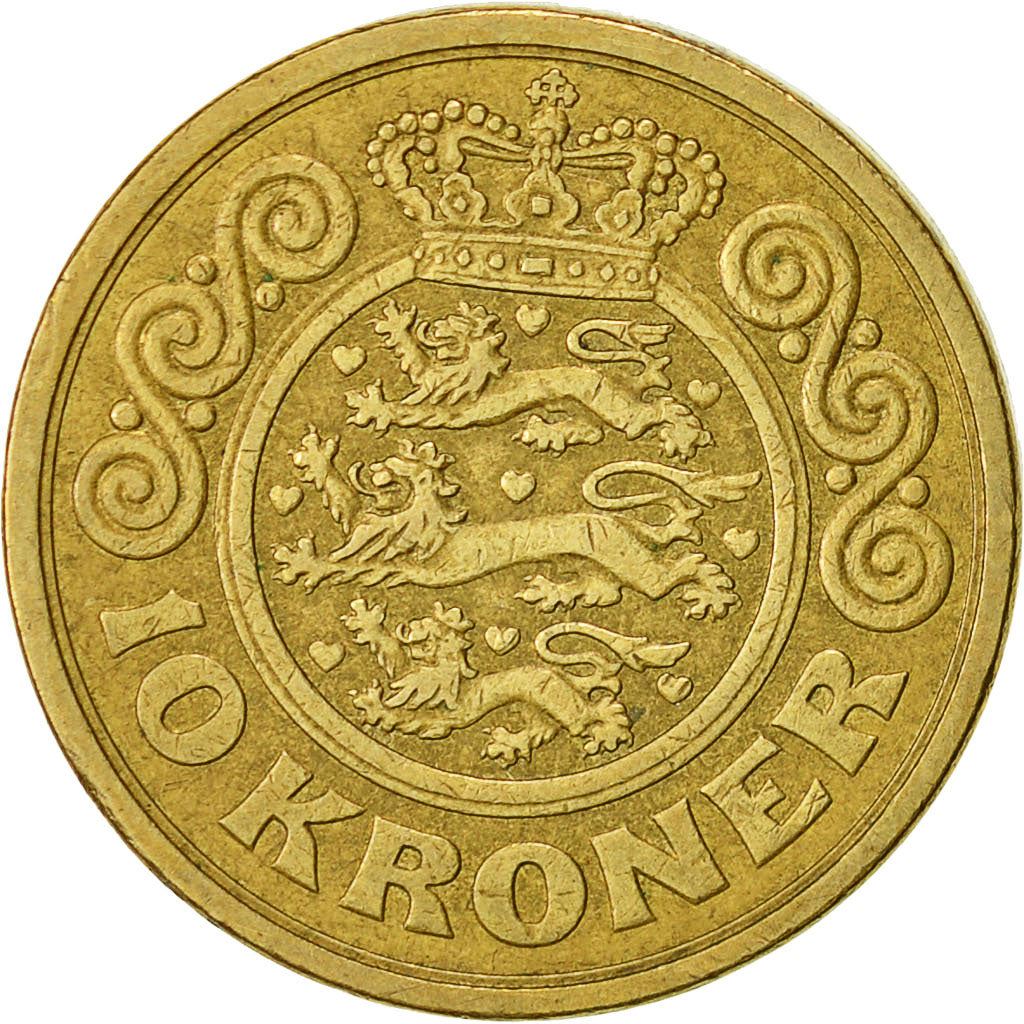 Denmark | 10 Kroner Coin | Margrethe II | Km:877 | 1994 - 1999