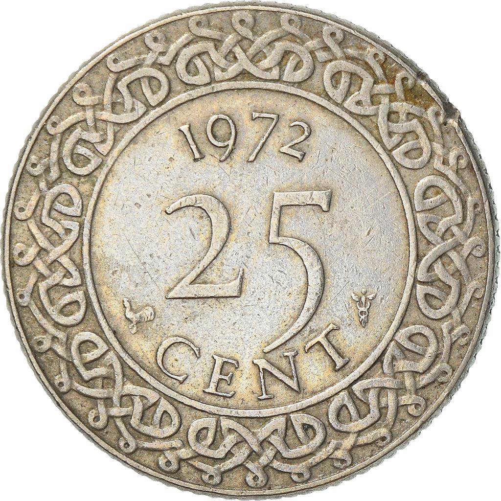 Suriname | 25 Cents Coin | Natives | Wreath | Km:14 | 1962 - 1986