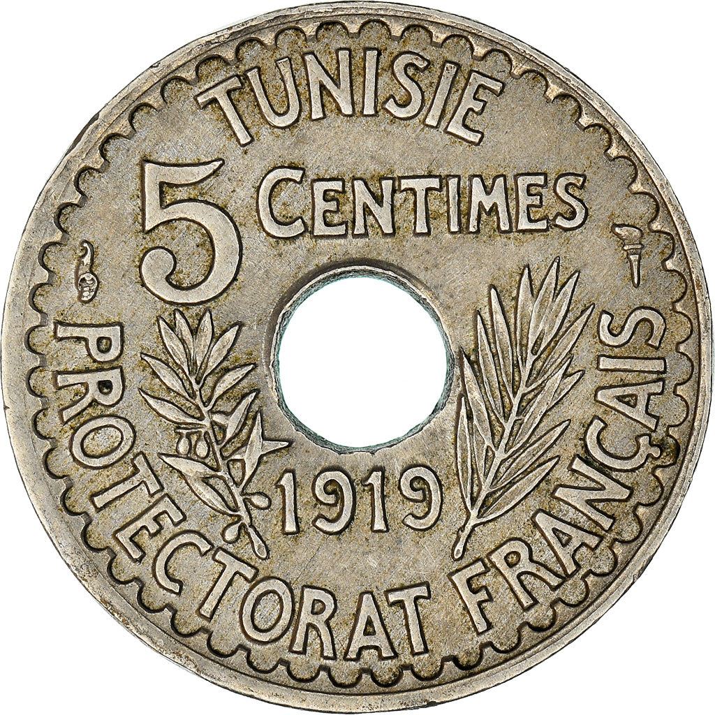 Tunisia 5 Centimes Coin | Muhammad V | KM242 | 1918 - 1921