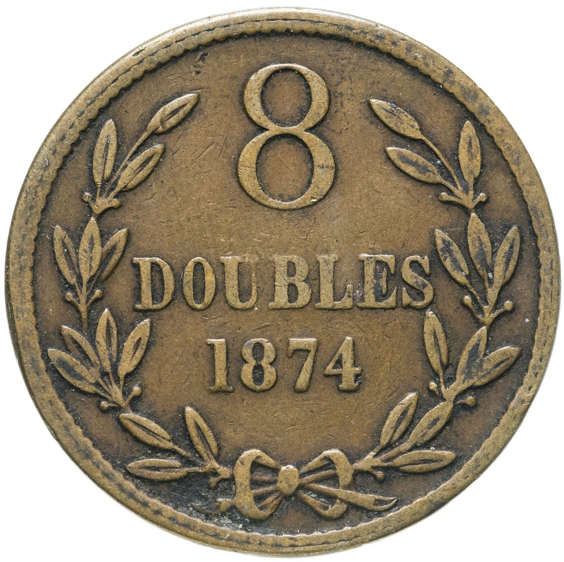 Guernsey 8 Doubles Mønt | KM7 | 1864 - 1911
