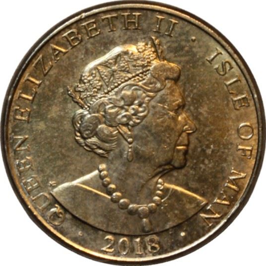 Isle of Man | 1 Pound Coin | Peregrine Falcon | Raven | Queen Elizabeth II | Km:1603 | 2017 - 2021