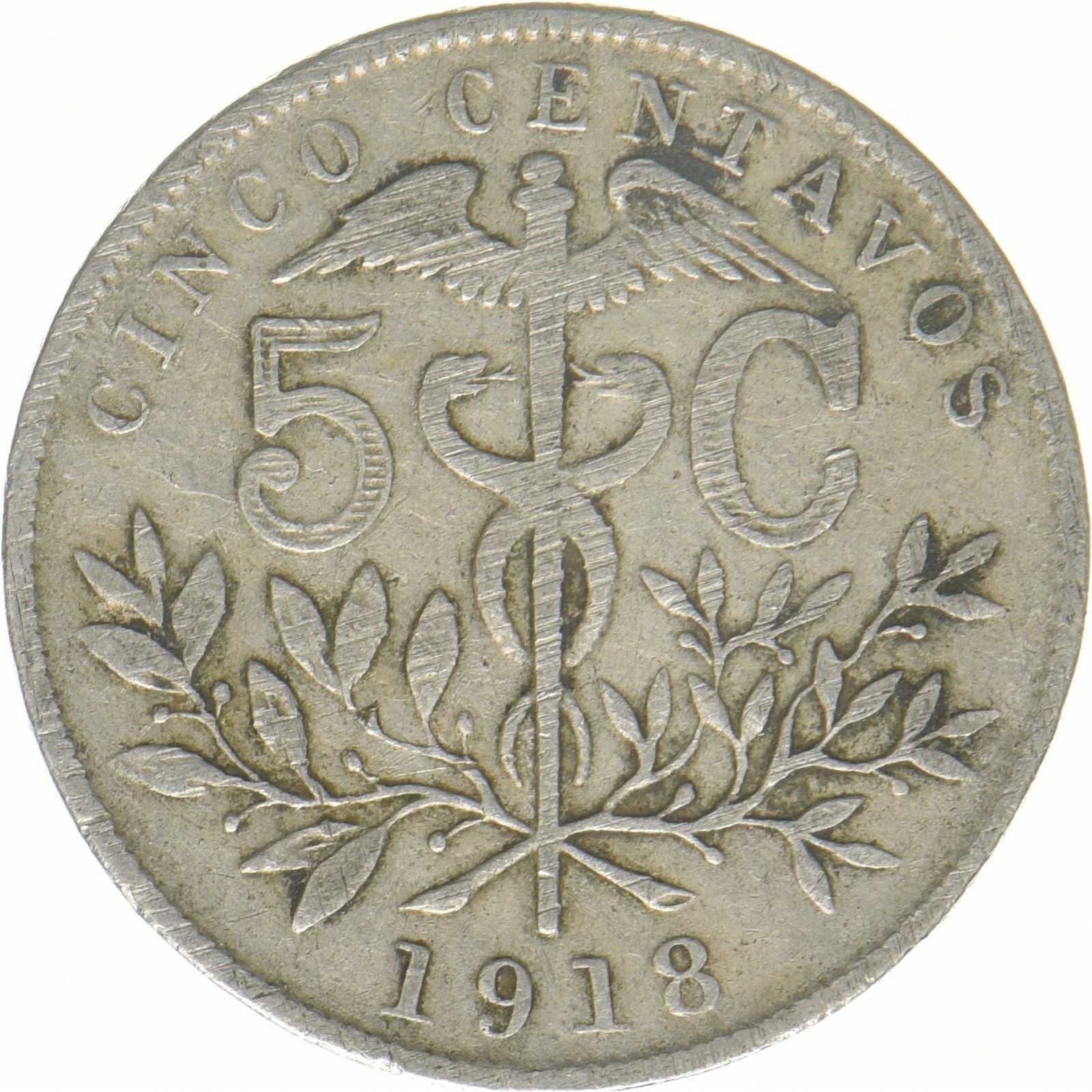 Bolivien | 5-Centavos-Münze | Caduceus | Kupfer-Nickel | KM:173 | 1893–1919