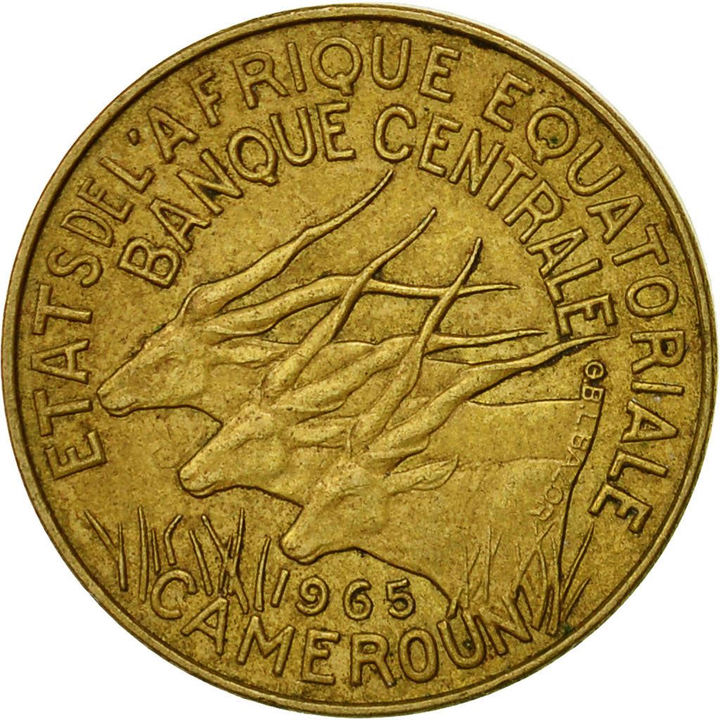 Central African States | 5 Francs Cfa Coin | Antelope | Crops | Km:1A | 1965 - 1972