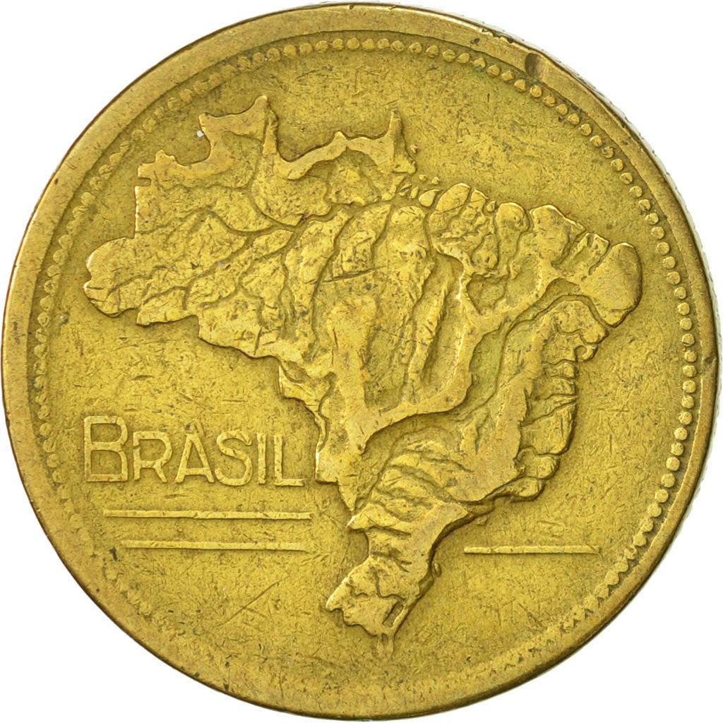 Brazil | 1 Cruzeiro Coin | Map of Brazil | Km:558 | 1942 - 1956