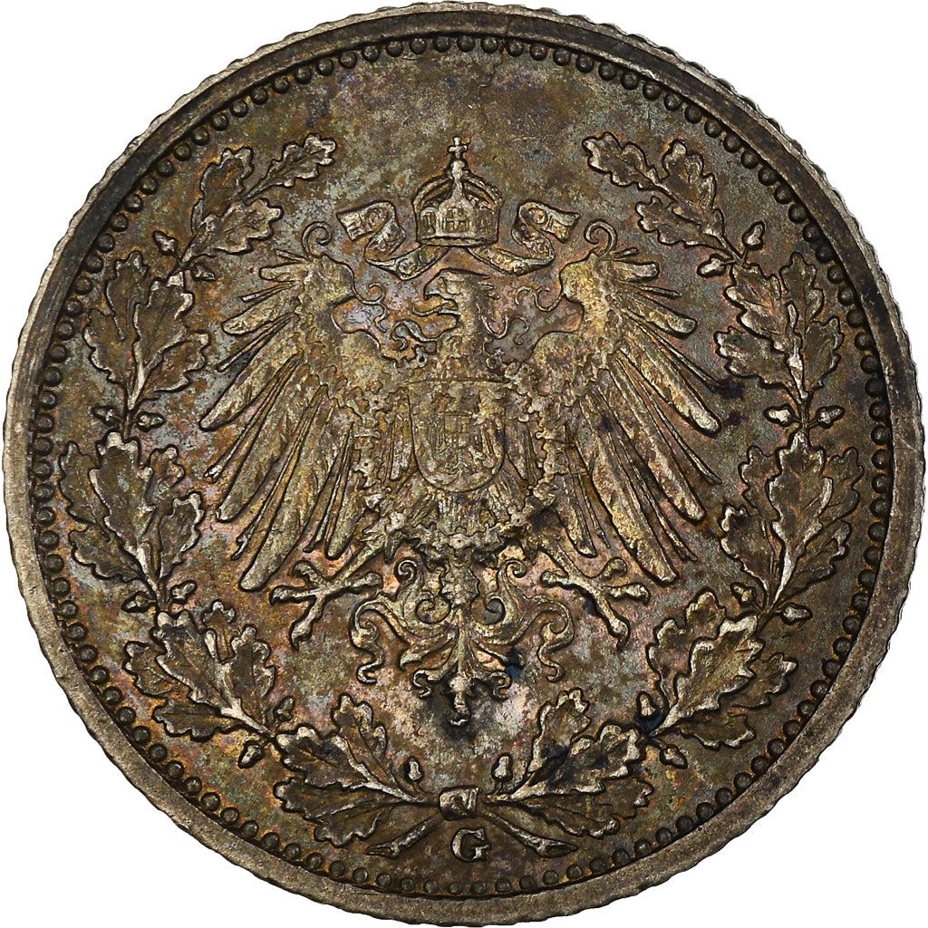 German Empire 1/2 Mark Coin | Deutsches Reich | Wilhelm II | Type 2 | KM17 | 1905 - 1919