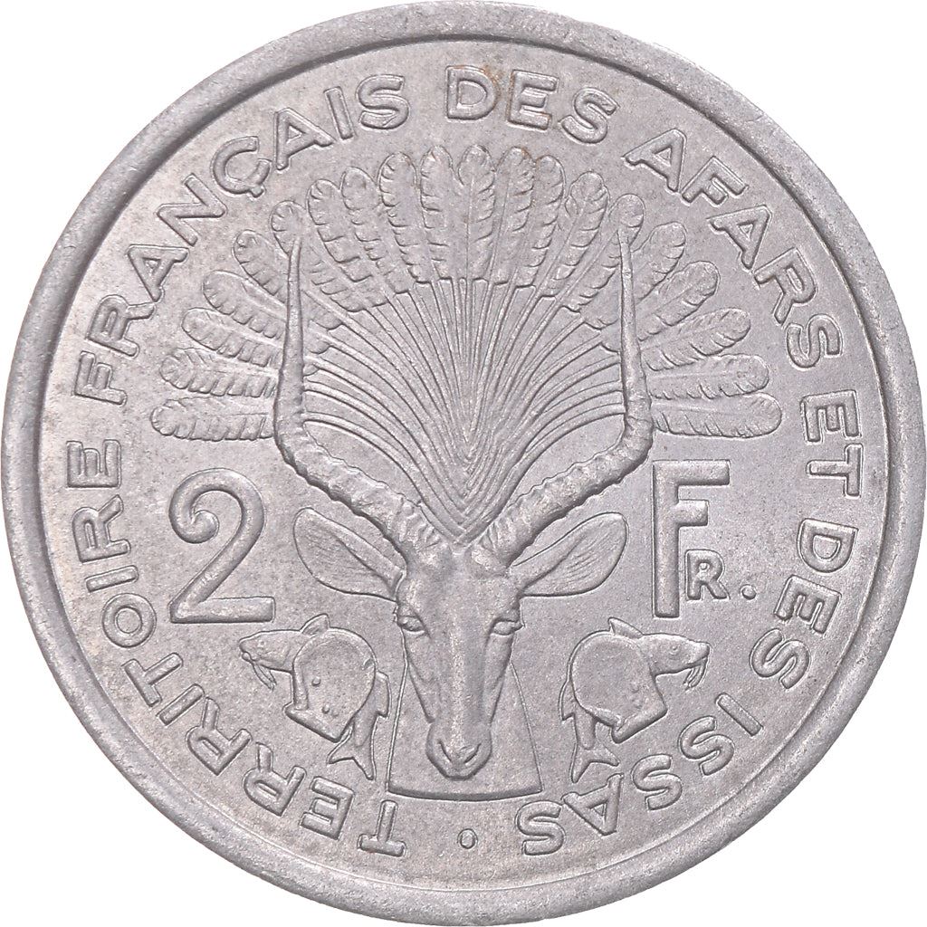 Afars and Issas | 2 Francs Coin | Marianne | Lyre Antelope | Km:13 | 1968 - 1975