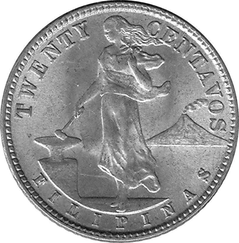 Philippines | 20 Centavos Coin | U.S. Administration | KM182 | 1937 - 1945