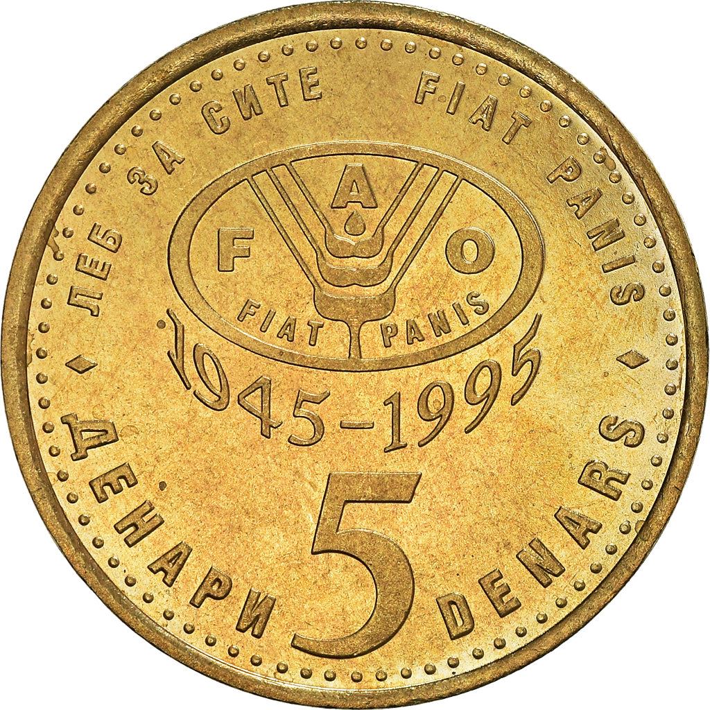 North Macedonia 5 Denari Coin | FAO | Lynx | KM7 | 1995