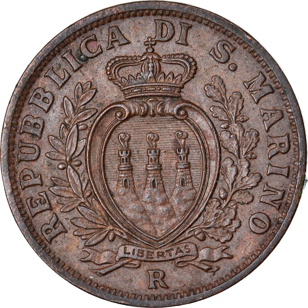 San Marino | 5 Centesimi Coin | Bronze | Castle or fortification | KM:12 | 1935-1938