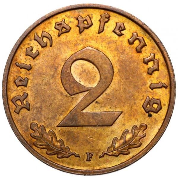Tredje Rige Tysklands 2 Reichspfennig Mønt | KM90 | 1936 - 1940