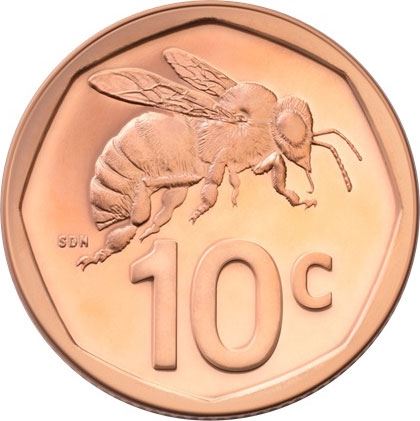 South Africa | 10 Cents Coin | Copper plated Steel |Bee | Insects | 2023