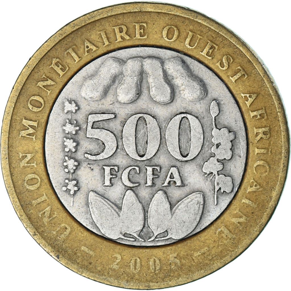 Western African States | 500 Francs Cfa Coin | Emblem of Central Bank | Nuts | Plants | Beans | Km:15 | 2003 - 2010