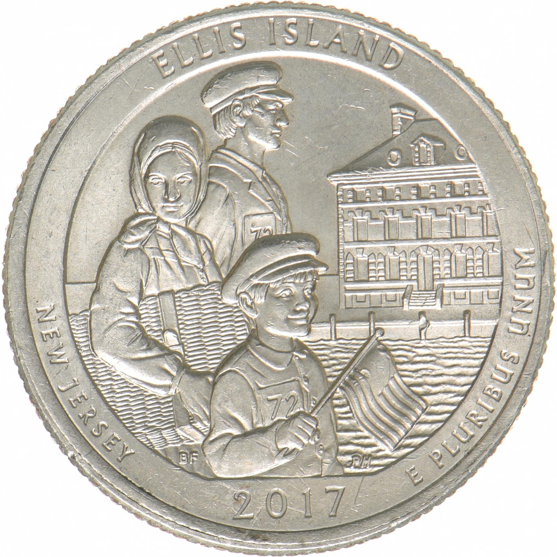 United States | 1/4 Dollar Coin | Ellis Island | KM:656 | 2017