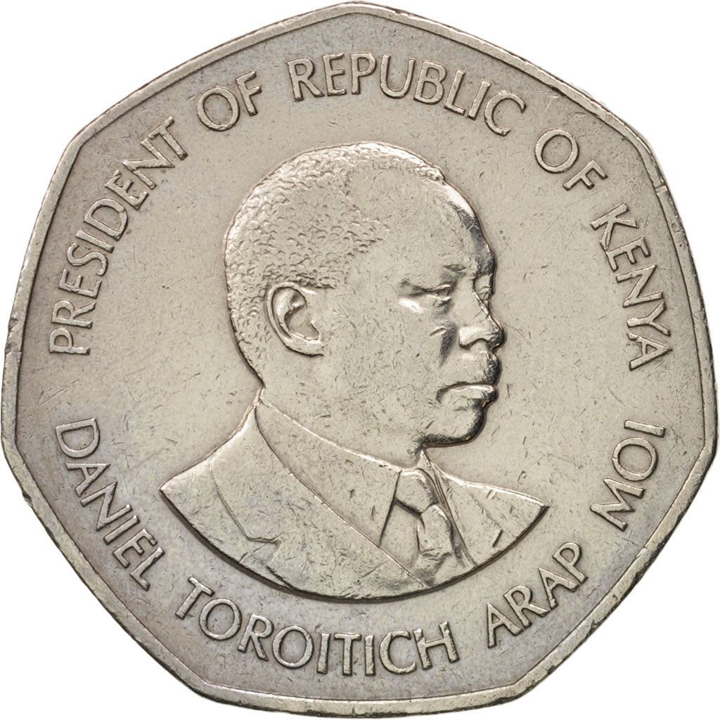 Kenya 5 Shilling | Skjold | Øks | Løve | Fugl | Spyd Mynt | KM23 | 1985