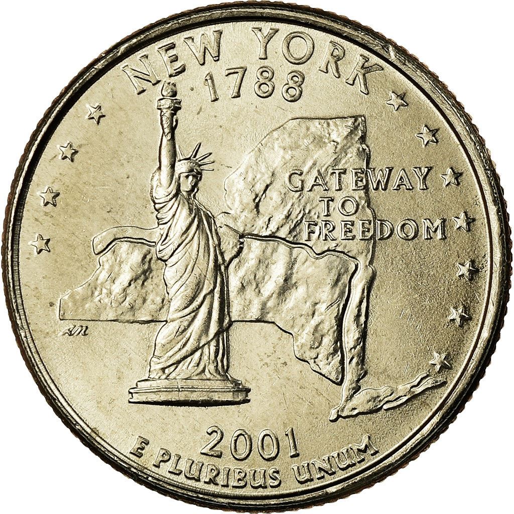 United States | 1/4 Dollar Coin | New York | Km:318 | 2001