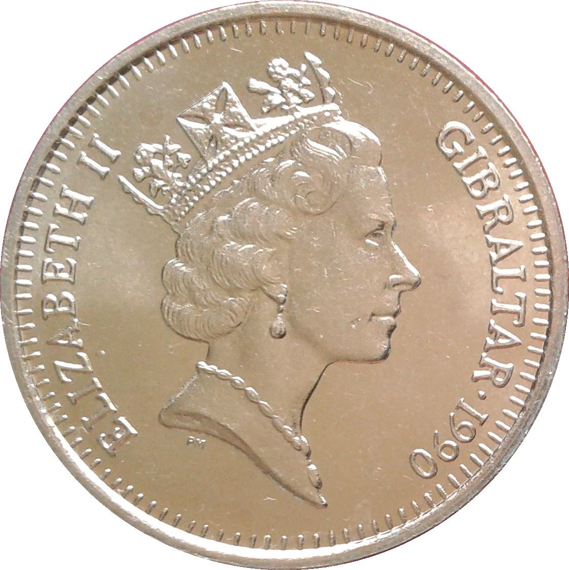 Gibraltar | 2 Pounds Coin | Queen Elizabeth II | Cannon | KM24 | 1988 - 1997